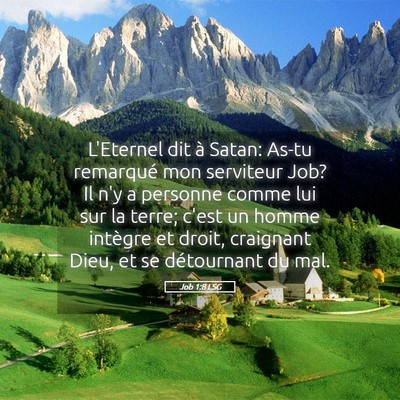 Picture 05 - Job 1:8 LSG - L'Eternel dit à Satan: As-tu remarqué mon - Bible Verse Picture