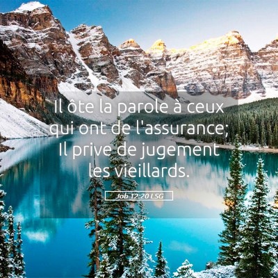 Picture 05 - Job 12:20 LSG - Il ôte la parole à ceux qui ont de l'assurance; - Bible Verse Picture