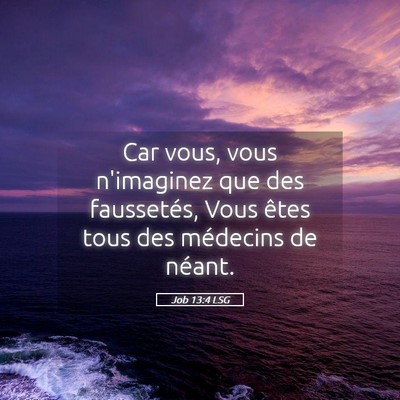 Picture 05 - Job 13:4 LSG - Car vous, vous n'imaginez que des faussetés, - Bible Verse Picture