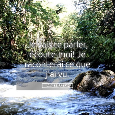 Picture 05 - Job 15:17 LSG - Je vais te parler, écoute-moi! Je raconterai ce - Bible Verse Picture