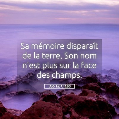 Picture 05 - Job 18:17 LSG - Sa mémoire disparaît de la terre, Son nom n'est - Bible Verse Picture