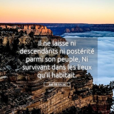 Picture 05 - Job 18:19 LSG - Il ne laisse ni descendants ni postérité parmi - Bible Verse Picture