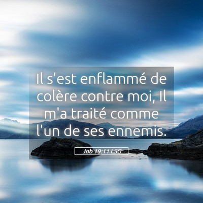 Picture 05 - Job 19:11 LSG - Il s'est enflammé de colère contre moi, Il m'a - Bible Verse Picture
