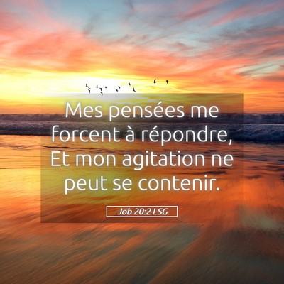 Picture 05 - Job 20:2 LSG - Mes pensées me forcent à répondre, Et mon - Bible Verse Picture