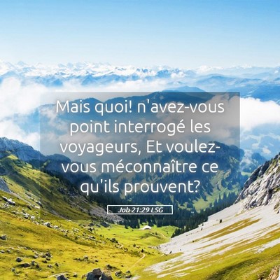 Picture 05 - Job 21:29 LSG - Mais quoi! n'avez-vous point interrogé les - Bible Verse Picture