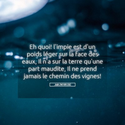 Picture 05 - Job 24:18 LSG - Eh quoi! l'impie est d'un poids léger sur la - Bible Verse Picture