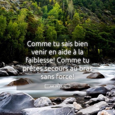 Picture 05 - Job 26:2 LSG - Comme tu sais bien venir en aide à la faiblesse! - Bible Verse Picture