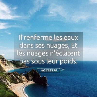 Picture 05 - Job 26:8 LSG - Il renferme les eaux dans ses nuages, Et les - Bible Verse Picture