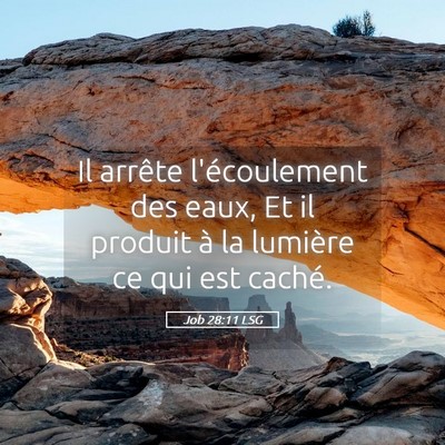 Picture 05 - Job 28:11 LSG - Il arrête l'écoulement des eaux, Et il produit - Bible Verse Picture