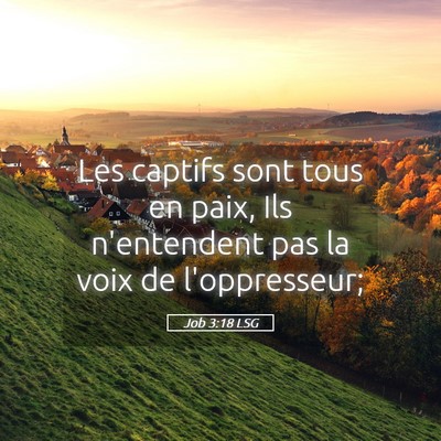 Picture 05 - Job 3:18 LSG - Les captifs sont tous en paix, Ils n'entendent - Bible Verse Picture
