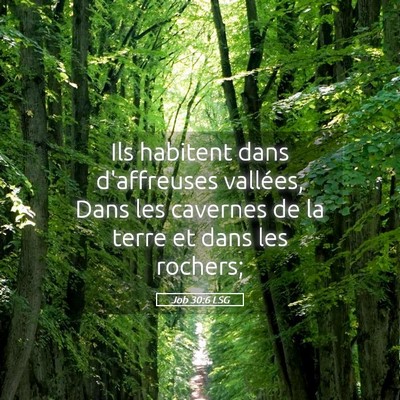 Picture 05 - Job 30:6 LSG - Ils habitent dans d'affreuses vallées, Dans les - Bible Verse Picture