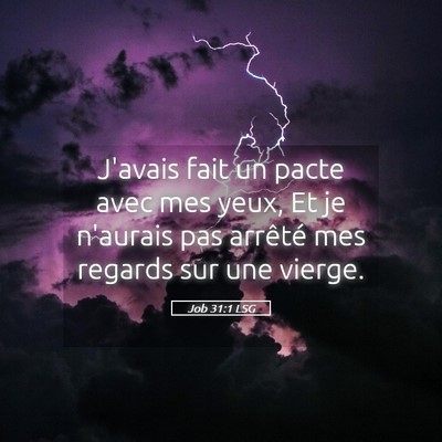 Picture 05 - Job 31:1 LSG - J'avais fait un pacte avec mes yeux, Et je - Bible Verse Picture