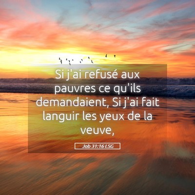 Picture 05 - Job 31:16 LSG - Si j'ai refusé aux pauvres ce qu'ils - Bible Verse Picture