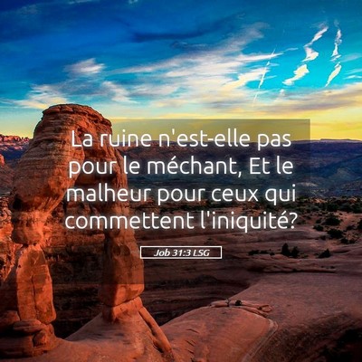 Picture 05 - Job 31:3 LSG - La ruine n'est-elle pas pour le méchant, Et le - Bible Verse Picture