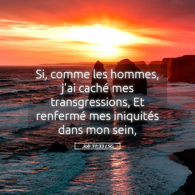 Picture 05 - Job 31:33 LSG - Si, comme les hommes, j'ai caché mes - Bible Verse Picture