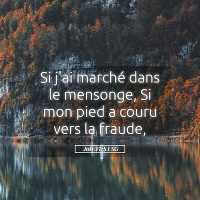 Picture 05 - Job 31:5 LSG - Si j'ai marché dans le mensonge, Si mon pied a - Bible Verse Picture