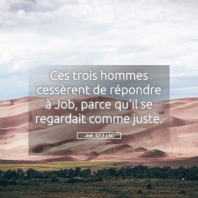 Picture 05 - Job 32:1 LSG - Ces trois hommes cessèrent de répondre à Job, - Bible Verse Picture