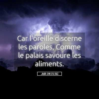 Picture 05 - Job 34:3 LSG - Car l'oreille discerne les paroles, Comme le - Bible Verse Picture