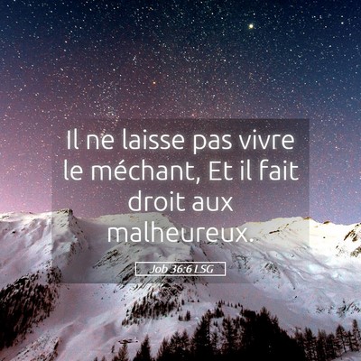Picture 05 - Job 36:6 LSG - Il ne laisse pas vivre le méchant, Et il fait - Bible Verse Picture