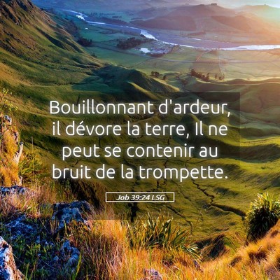 Picture 05 - Job 39:24 LSG - Bouillonnant d'ardeur, il dévore la terre, Il ne - Bible Verse Picture