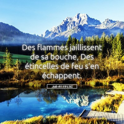 Picture 05 - Job 41:19 LSG - Des flammes jaillissent de sa bouche, Des - Bible Verse Picture