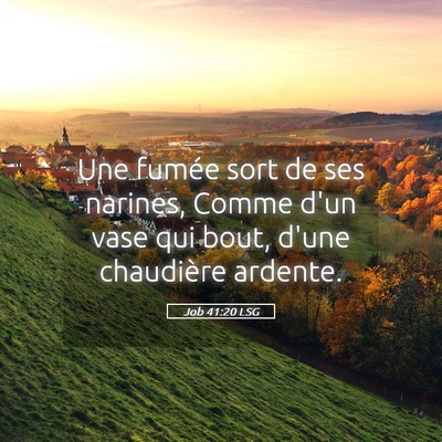 Picture 05 - Job 41:20 LSG - Une fumée sort de ses narines, Comme d'un vase - Bible Verse Picture