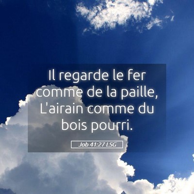 Picture 05 - Job 41:27 LSG - Il regarde le fer comme de la paille, L'airain - Bible Verse Picture