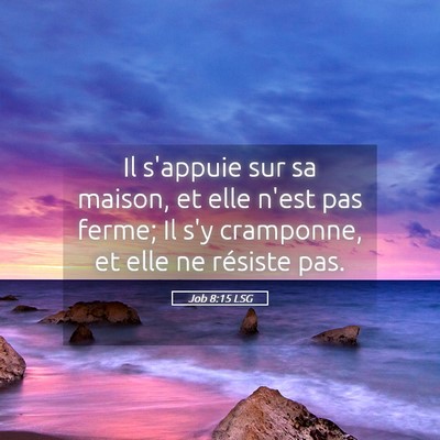 Picture 05 - Job 8:15 LSG - Il s'appuie sur sa maison, et elle n'est pas - Bible Verse Picture