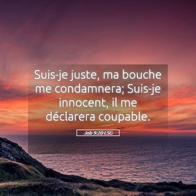 Picture 05 - Job 9:20 LSG - Suis-je juste, ma bouche me condamnera; Suis-je - Bible Verse Picture