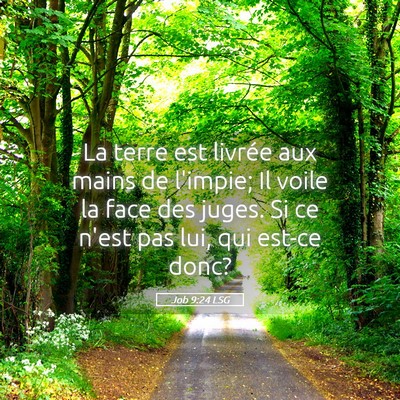 Picture 05 - Job 9:24 LSG - La terre est livrée aux mains de l'impie; Il - Bible Verse Picture