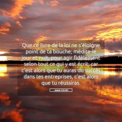 Picture 05 - Josué 1:8 LSG - Que ce livre de la loi ne s'éloigne point de ta - Bible Verse Picture