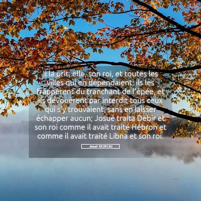 Picture 05 - Josué 10:39 LSG - Il la prit, elle, son roi, et toutes les villes - Bible Verse Picture