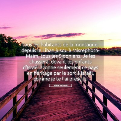 Picture 05 - Josué 13:6 LSG - tous les habitants de la montagne, depuis le - Bible Verse Picture