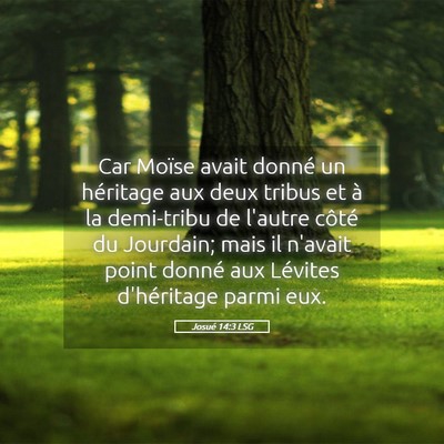Picture 05 - Josué 14:3 LSG - Car Moïse avait donné un héritage aux deux - Bible Verse Picture