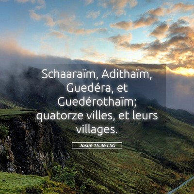 Picture 05 - Josué 15:36 LSG - Schaaraïm, Adithaïm, Guedéra, et - Bible Verse Picture