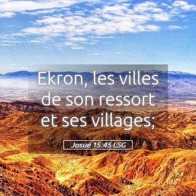 Picture 05 - Josué 15:45 LSG - Ekron, les villes de son ressort et ses - Bible Verse Picture