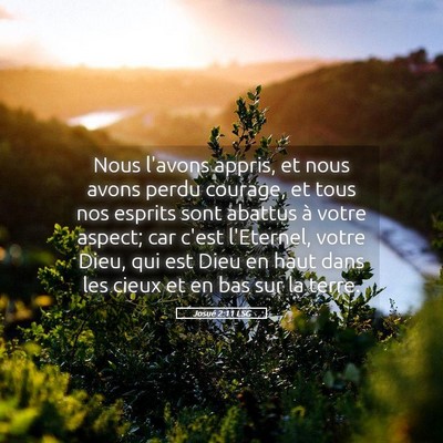 Picture 05 - Josué 2:11 LSG - Nous l'avons appris, et nous avons perdu courage, - Bible Verse Picture