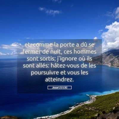 Picture 05 - Josué 2:5 LSG - et, comme la porte a dû se fermer de nuit, ces - Bible Verse Picture