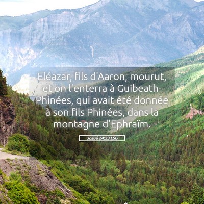 Picture 05 - Josué 24:33 LSG - Eléazar, fils d'Aaron, mourut, et on l'enterra - Bible Verse Picture