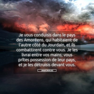 Picture 05 - Josué 24:8 LSG - Je vous conduisis dans le pays des Amoréens, qui - Bible Verse Picture