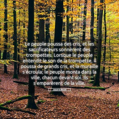 Picture 05 - Josué 6:20 LSG - Le peuple poussa des cris, et les sacrificateurs - Bible Verse Picture