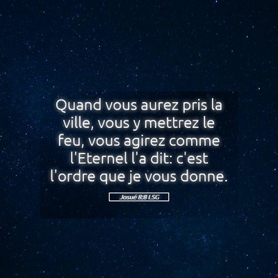 Picture 05 - Josué 8:8 LSG - Quand vous aurez pris la ville, vous y mettrez le - Bible Verse Picture
