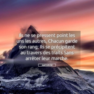 Picture 05 - Joël 2:8 LSG - Ils ne se pressent point les uns les autres, - Bible Verse Picture
