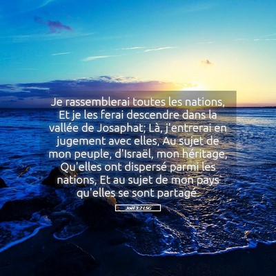 Picture 05 - Joël 3:2 LSG - Je rassemblerai toutes les nations, Et je les - Bible Verse Picture