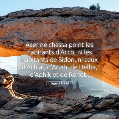 Picture 05 - Juges 1:31 LSG - Aser ne chassa point les habitants d'Acco, ni les - Bible Verse Picture