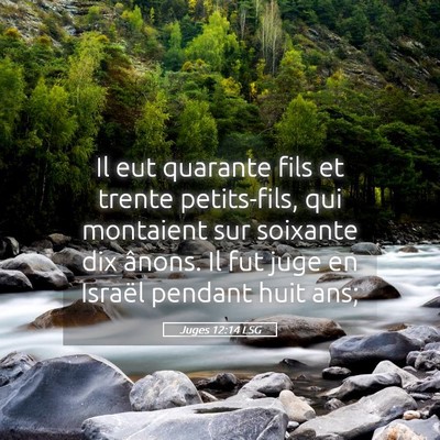 Picture 05 - Juges 12:14 LSG - Il eut quarante fils et trente petits-fils, qui - Bible Verse Picture