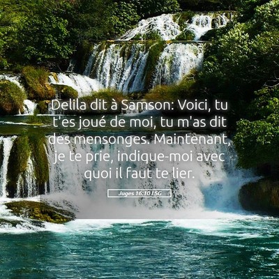 Picture 05 - Juges 16:10 LSG - Delila dit à Samson: Voici, tu t'es joué de - Bible Verse Picture