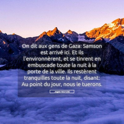 Picture 05 - Juges 16:2 LSG - On dit aux gens de Gaza: Samson est arrivé ici. - Bible Verse Picture