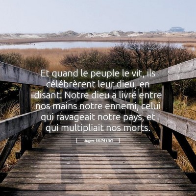Picture 05 - Juges 16:24 LSG - Et quand le peuple le vit, ils célébrèrent - Bible Verse Picture