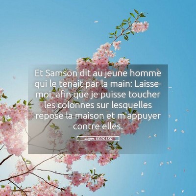 Picture 05 - Juges 16:26 LSG - Et Samson dit au jeune homme qui le tenait par la - Bible Verse Picture